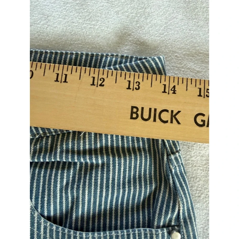 High Rise Pinstripe Wide Leg Jeans Blue White Indie Coastal Cowgirl Skater Denim